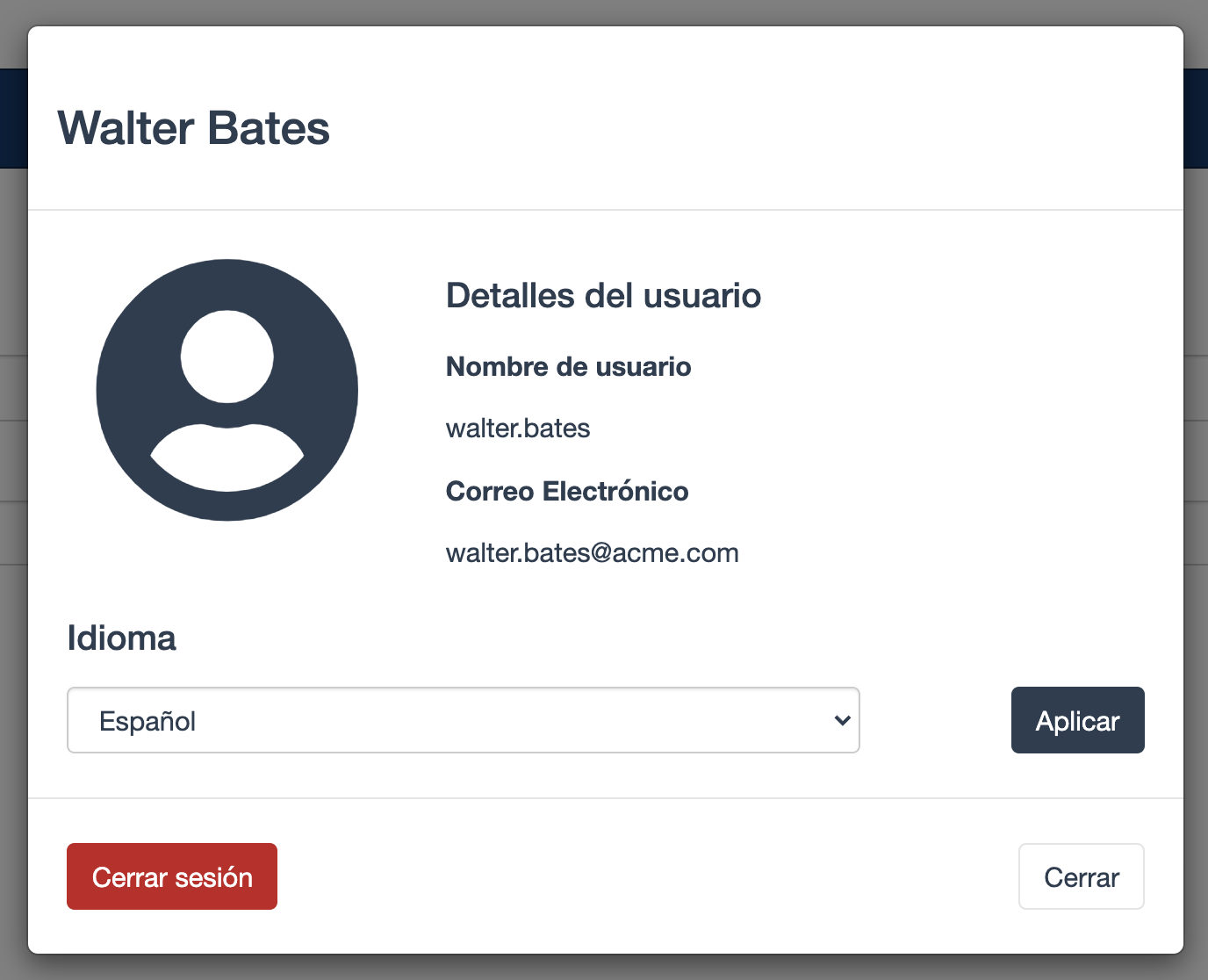 cierre de sesión del portal