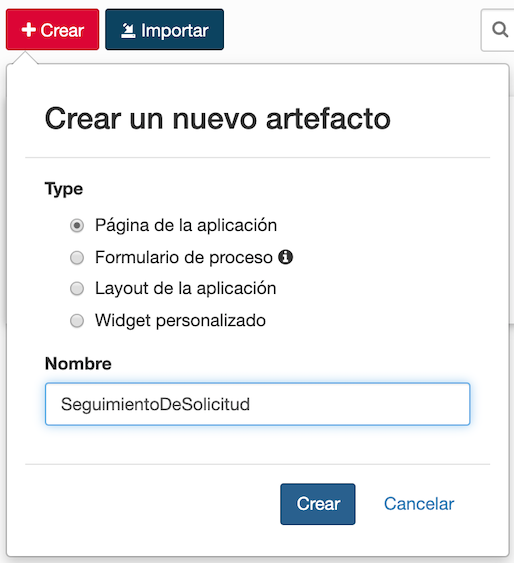 crear una página de aplicación