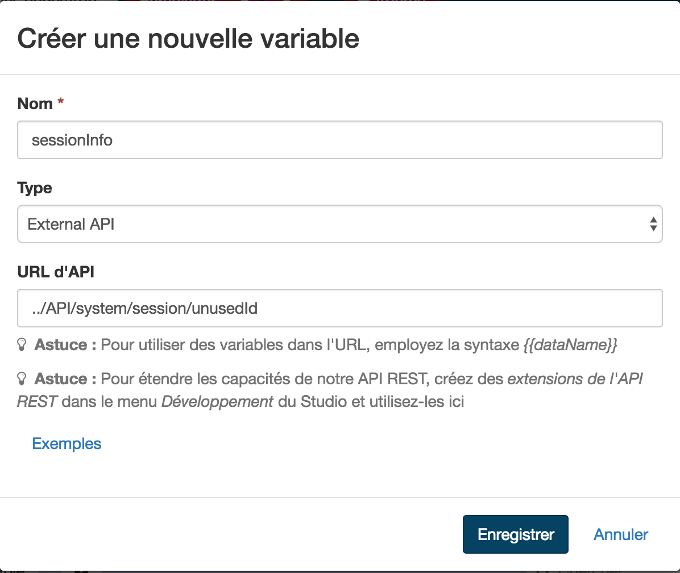 ajout variable session info