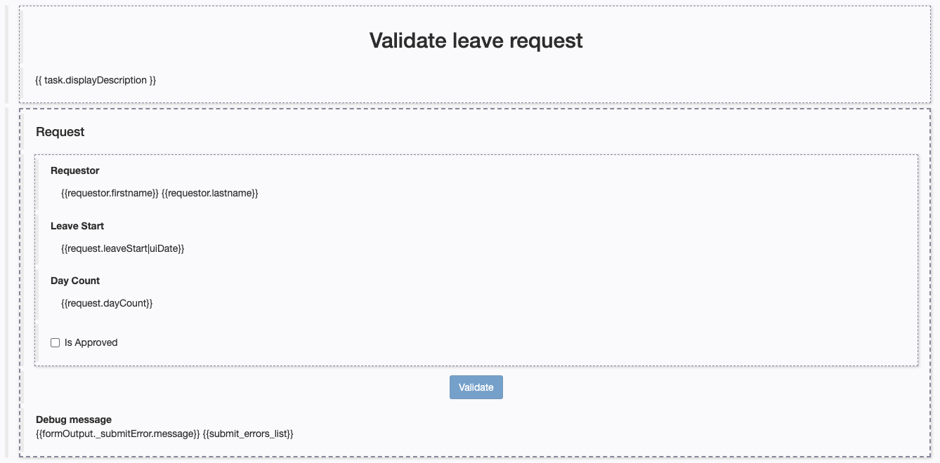 Form to approve / reject leave request
